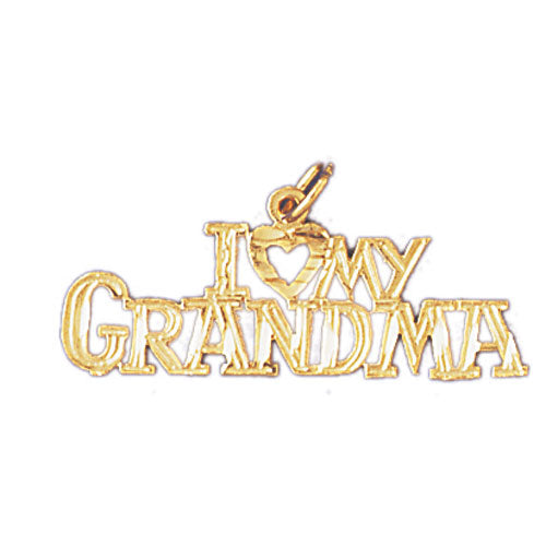 14k Yellow Gold I Love My Grandma Charm