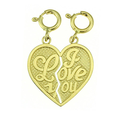 14k Yellow Gold Breakable I Love You Heart Charm