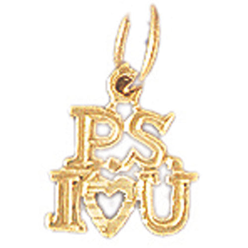 14k Yellow Gold PS I Love You Charm