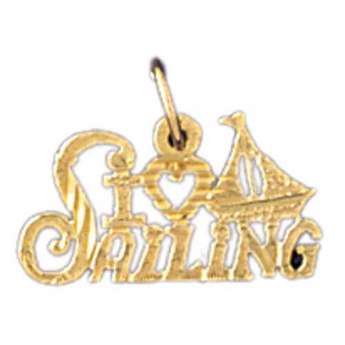 14k Yellow Gold I love sailing Charm