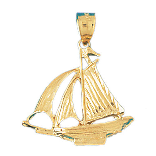 14k Yellow Gold 3-D Sailboat Charm