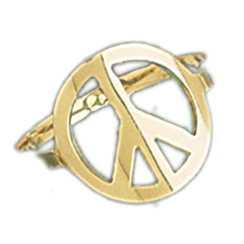 14k Yellow Gold Peace Sign Ladies Ring