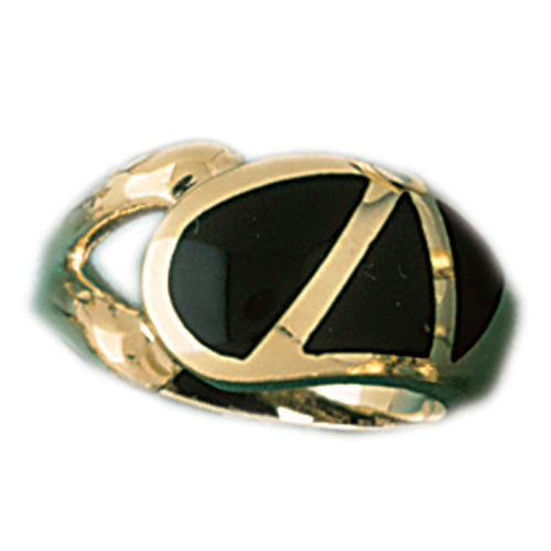 14k Yellow Gold Ladies Black Onyx Ring