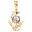 14k Gold Two Tone Anchor and Ships Wheel Charm