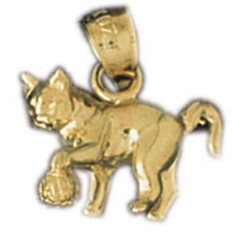 14k Yellow Gold 3-D Cat Charm