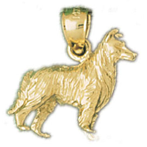 14k Yellow Gold 3-D Collie Dog Charm