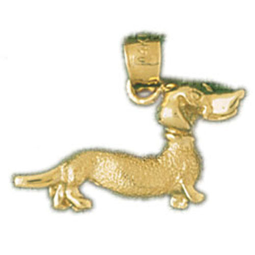 14k Yellow Gold 3-D Dachshund Dog Charm