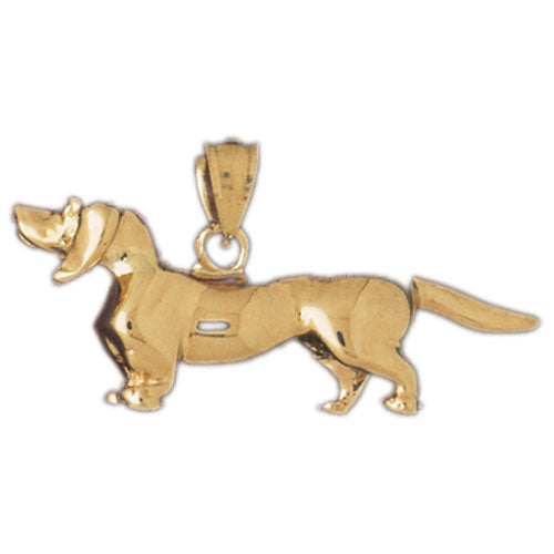 14k Yellow Gold 3-D Dauchshund Dog Charm