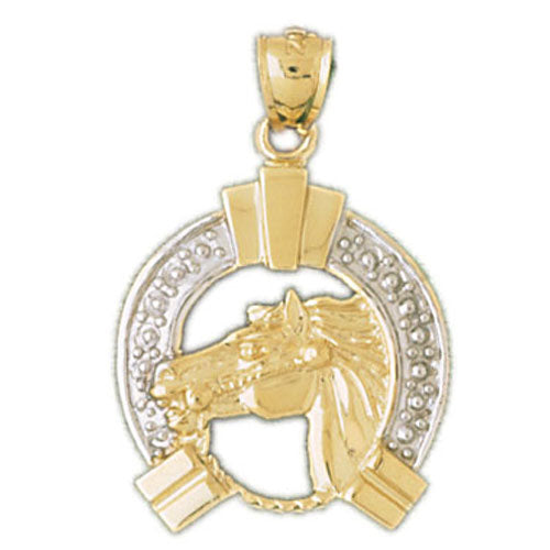 14k Gold Two Tone Horse Shoe and Horse Charm