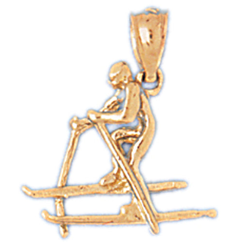 14k Yellow Gold 3-D Skier Charm