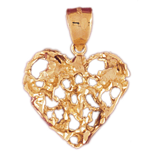 14k Yellow Gold Nugget Heart Charm