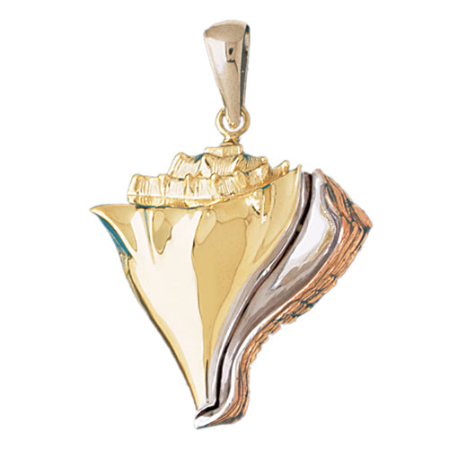 14k Gold Tricolor Shell Charm
