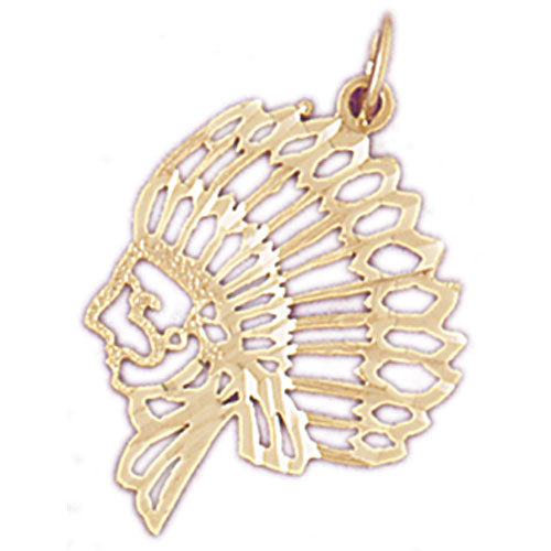 14k Yellow Gold Indian Head Charm