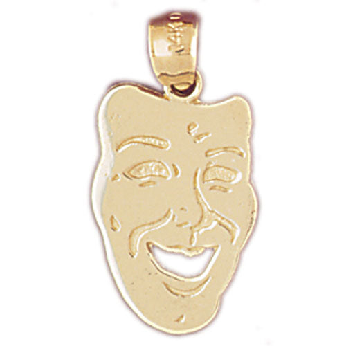 14k Yellow Gold Drama Mask, Laugh Now Charm