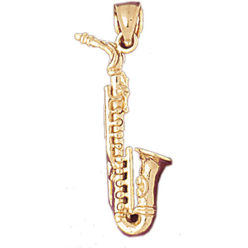 14k Yellow Gold 3-D Saxophone Charm