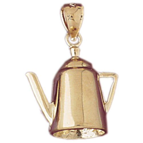14k Yellow Gold 3-D Water Kettle Charm