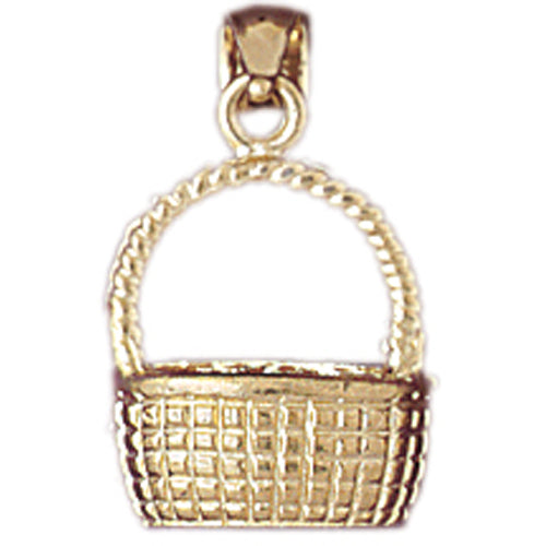 14k Yellow Gold 3-D Basket Charm