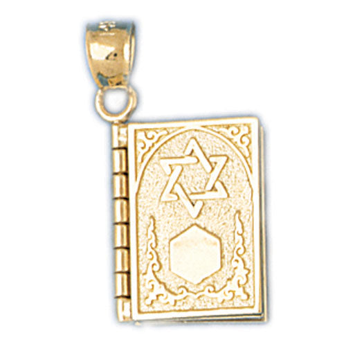14k Yellow Gold 3-D Ten Commandments Book (available in English and Hebrew) Charm