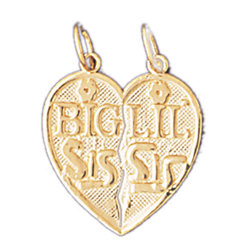 14k Yellow Gold Breakable Heart Big Lil Sis Charm