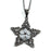 Sterling Silver Black Rhodium Plated and CZ Flower Necklace