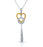 Sterling Silver Rhodium Plated and CZ Key & Heart Necklace