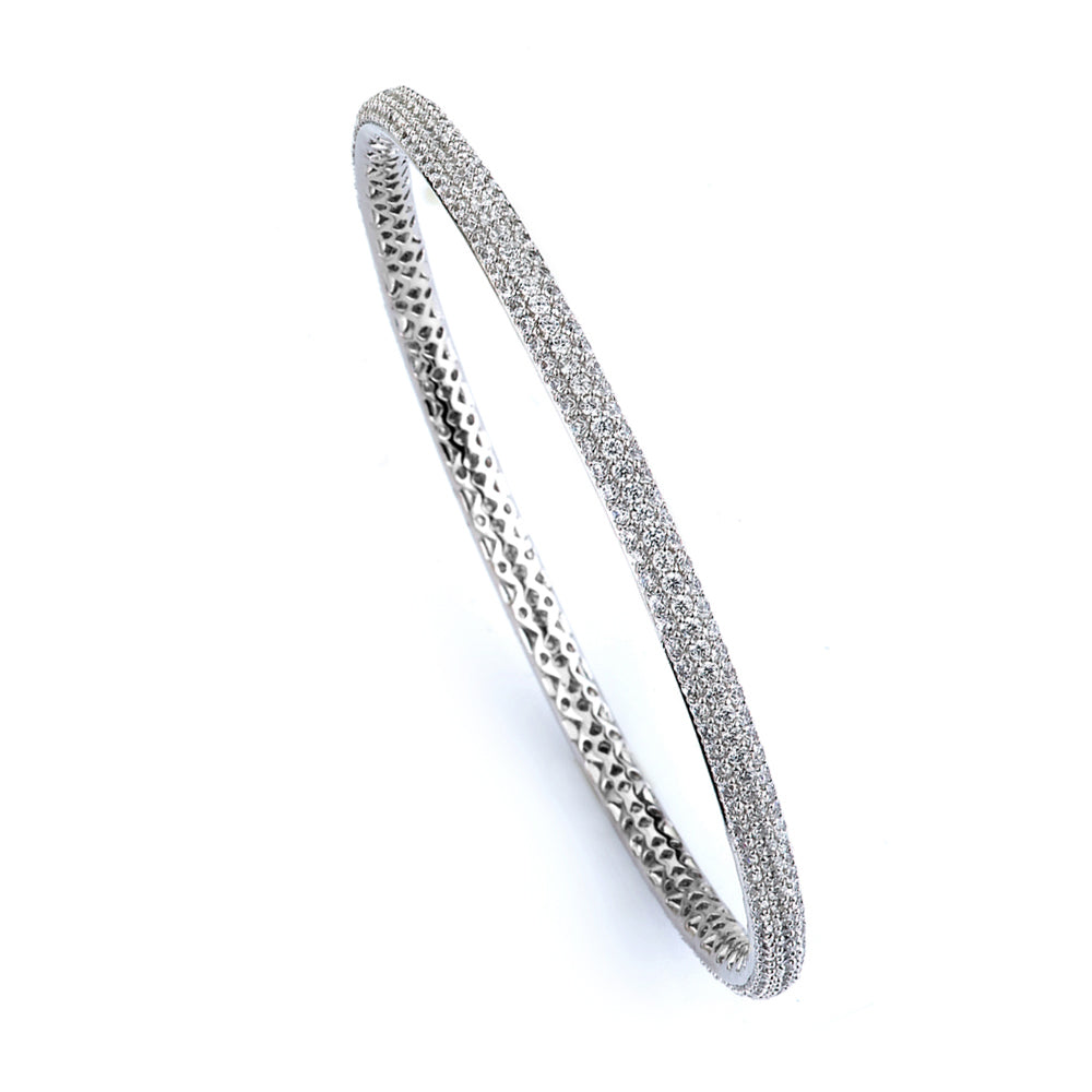 Sterling Silver Rhodium Plated and micro-pave CZ Bangle