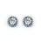 Sterling Silver Rhodium Plated and CZ Stud Halo Earrings