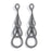 Sterling Silver Rhodium Plated and CZ Triple Teardrop Dangle Earrings