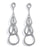 Sterling Silver Rhodium Plated and CZ Triple Teardrop Dangle Earrings