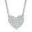 Sterling Silver Rhodium Plated with micro-pave CZ dainty Heart Necklace
