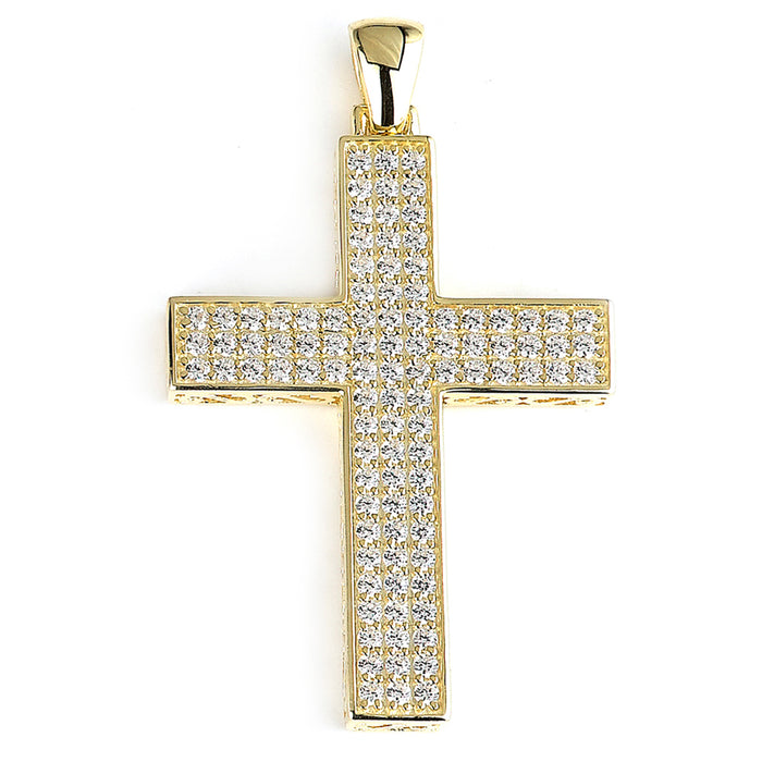Sterling Silver Rhodium Plated and micro-pave CZ Cross Pendant