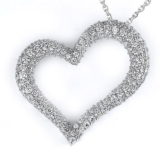 Sterling Silver Rhodium Plated and micro-pave CZ Heart Pendant