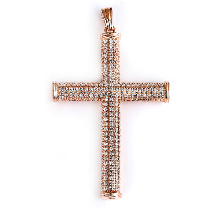 Sterling Silver Rhodium Plated and micro-pave CZ Cross Pendant