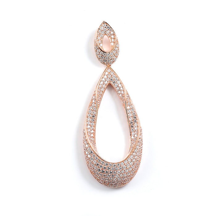 Sterling Silver Rhodium Plated and micro-pave CZ Teardrop Pendant