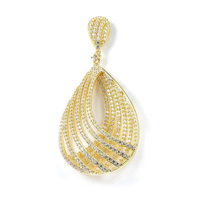 Sterling Silver Rhodium Plated and micro-pave CZ Pear Shape Pendant