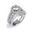 Sterling Silver Rhodium Plated and  CZ center stone Halo Double Shank Wedding Set