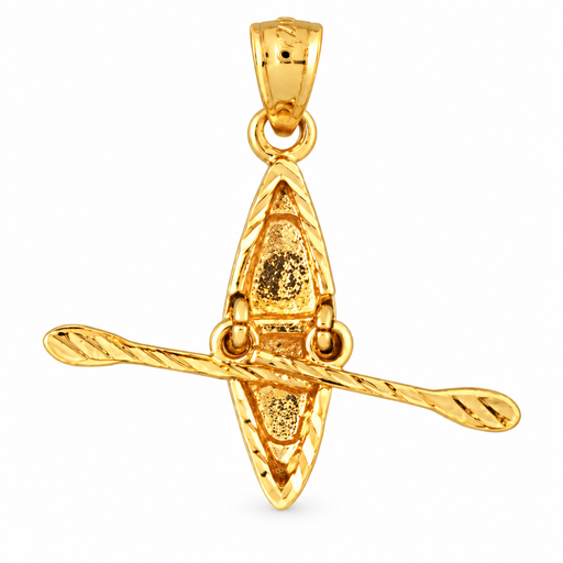 14k Yellow Gold 3-D Kayak Charm
