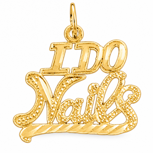 14k Yellow Gold "I Do Nails" Charm