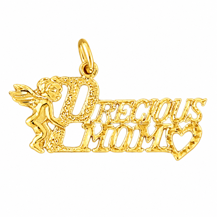 14k Yellow Gold Precious Mom Charm