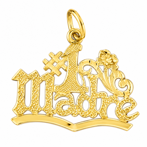 14k Yellow Gold # Mom Charm