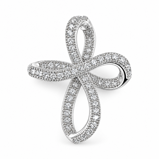 Sterling Silver Rhodium Plated and CZ Cross Pendant