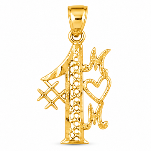 14k Yellow Gold #1Mom Charm