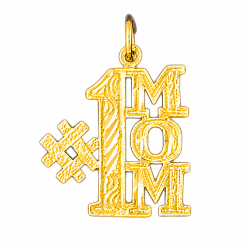 14k Yellow Gold #1 Mom Charm