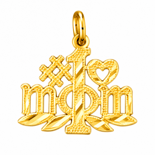 14k Yellow Gold #1 Mom Charm