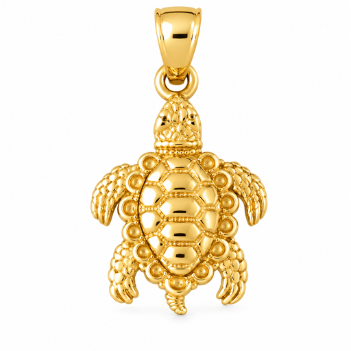 14k Yellow Gold 3-D Turtle Charm