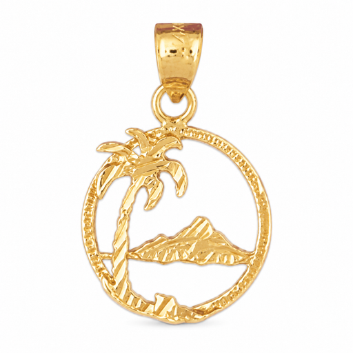14k Yellow Gold Palm Trees Charm