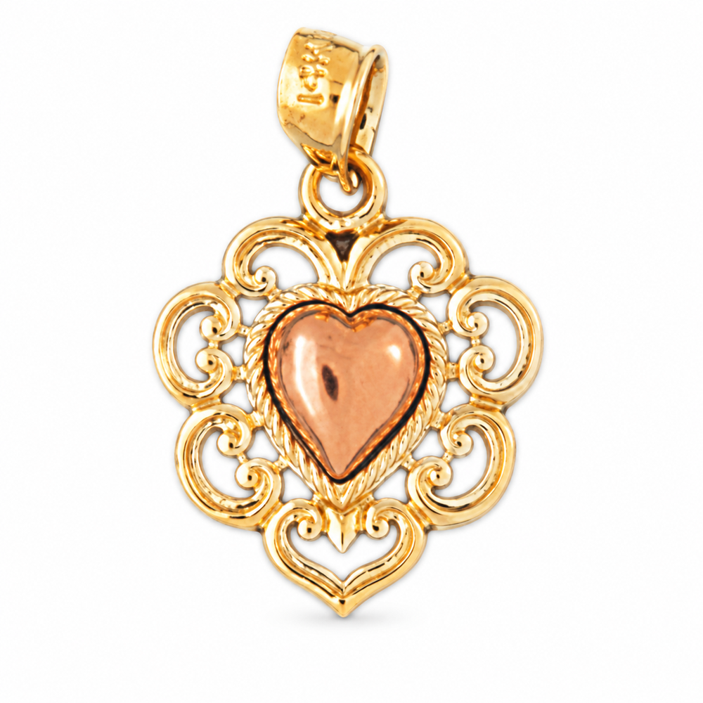 14k Gold Two Tone Heart Charm
