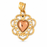 14k Gold Two Tone Heart Charm