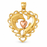 14k Gold Two Tone Dolphin Heart Charm