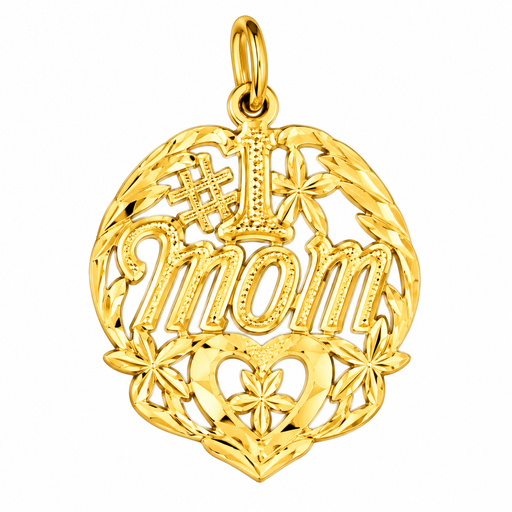 14k Yellow Gold #1 Mom Charm